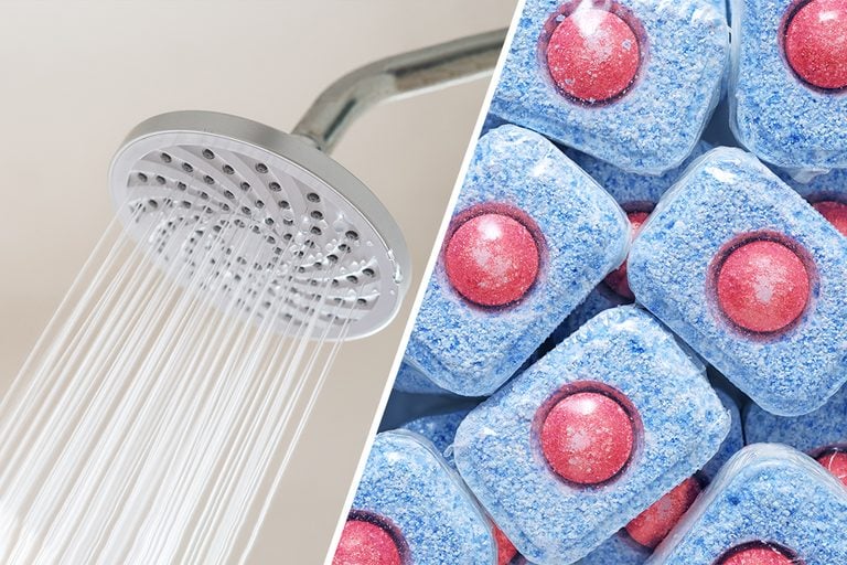 CLEAN YOUR SHOWER WITH A DISHWASHER TABLET!